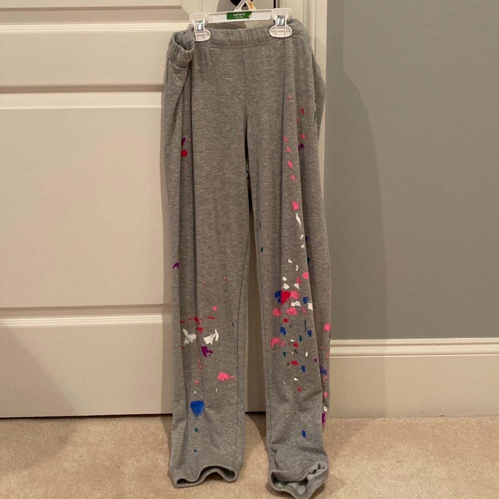 Michael Lauren Paint Splattered Grey Sweatpants